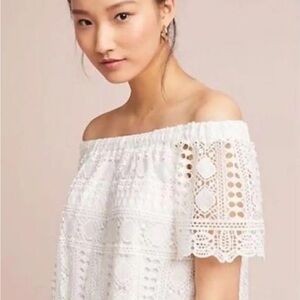 Anthropologie Sunday in Brooklyn White Lace Off-Shoulder Top